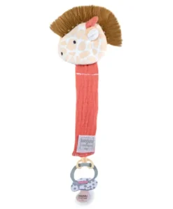Doudou et Compagnie Attache sucette girafe - 18 cm - Corail> Attache Sucette