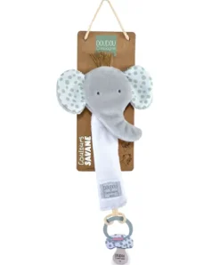 Doudou et Compagnie Attache sucette éléphant - 18 cm - gris clair> Attache Sucette