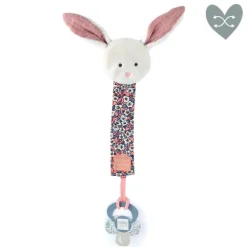 Doudou et Compagnie Attache tétine lapin rose ou faon Boh'aime -18 cm><noscript><img width=