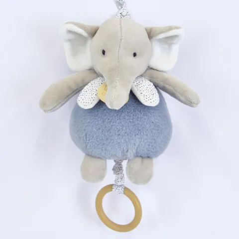 Doudou et Compagnie Boite a musique bebe - Elephant bleu - 20 cm> Boîte À Musique