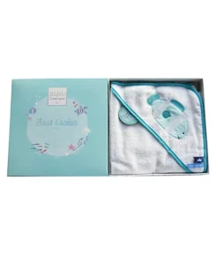 Doudou et Compagnie Cape de bain bébé poisson vert - 80 x 80 cm> Cape De Bain