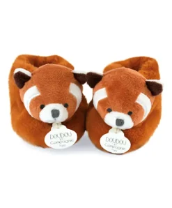 Doudou et Compagnie Chaussons bebe en peluche panda roux - Unicef - 0-6 mois> Chaussons