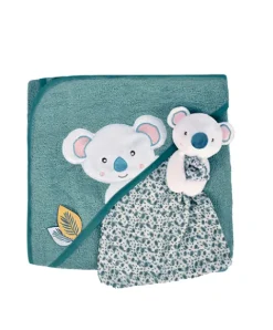 Doudou et Compagnie Coffret cadeau cape de bain et Doudou Yoca le koala - 80 x 80 cm> Doudou Mouchoir|Cape De Bain