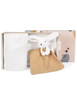 Doudou et Compagnie Coffret cadeau naissance plaid et Doudou Lapin Happy Wild - 70 x 100 cm> Doudou Mouchoir|Petit Format