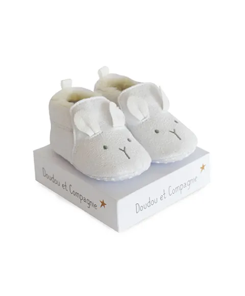 Doudou et Compagnie Coffret chaussons Bébé blancs - 0/6 mois> Chaussons