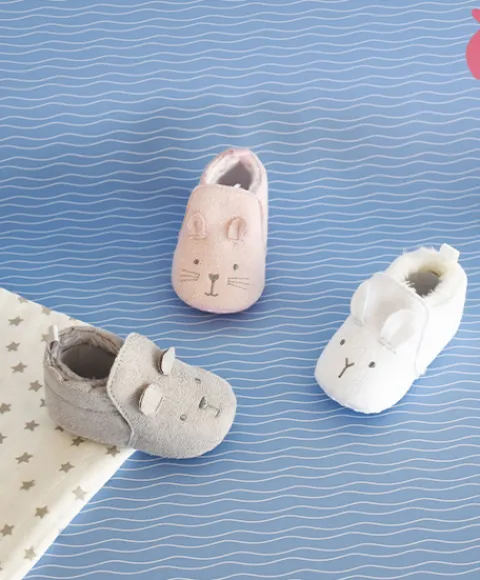 Doudou et Compagnie Coffret chaussons Bébé gris - 0/6 mois> Chaussons