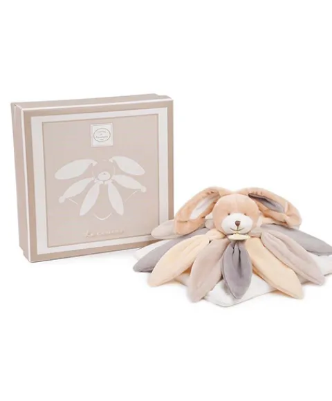 Doudou et Compagnie Coffret Doudou lapin pétales Collector taupe - 28 cm> Doudou Plat