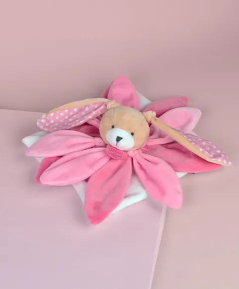 Doudou et Compagnie Coffret Doudou lapin pétales Collector rose - 28 cm> Doudou Plat