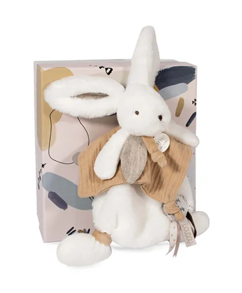 Doudou et Compagnie Coffret Doudou plat Lapin beige - Happy Wild - 25 cm> Doudou Plat