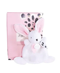Doudou et Compagnie Coffret Mini Doudou Lapin rose - Happy Blush - 17 cm> Petit Format|Doudou Plat
