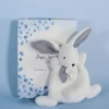 Doudou et Compagnie Coffret Mini Doudou Lapin Bleu - Happy Glossy - 17 cm> Petit Format|Doudou Plat