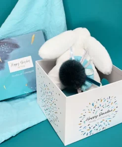 Doudou et Compagnie Coffret Pantin Lapin bleu - Happy Pop - 25 cm><noscript><img width=