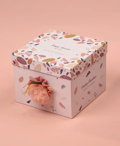 Doudou et Compagnie Coffret Pantin Lapin Vieux rose - Happy Boho - 25 cm> Peluches