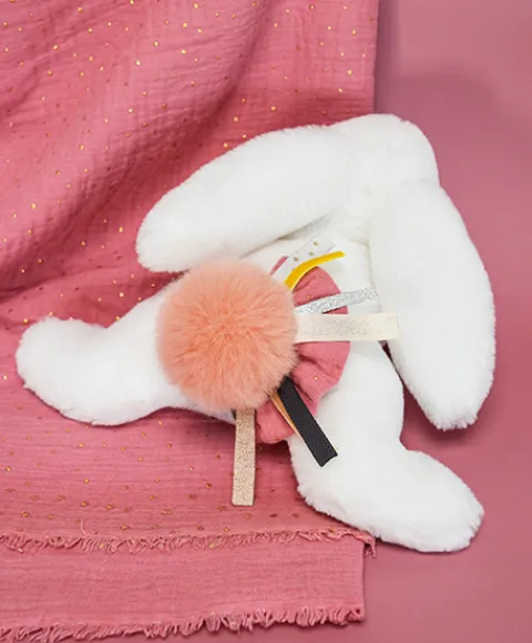 Doudou et Compagnie Coffret Pantin Lapin Vieux rose - Happy Boho - 25 cm> Peluches