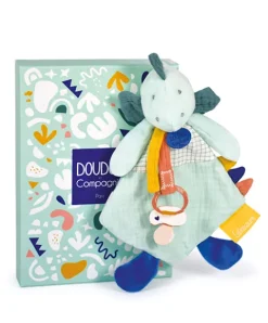 Doudou et Compagnie Coffret peluche dinosaure vert - Attache-tetine Filou - 23 cm><noscript><img width=