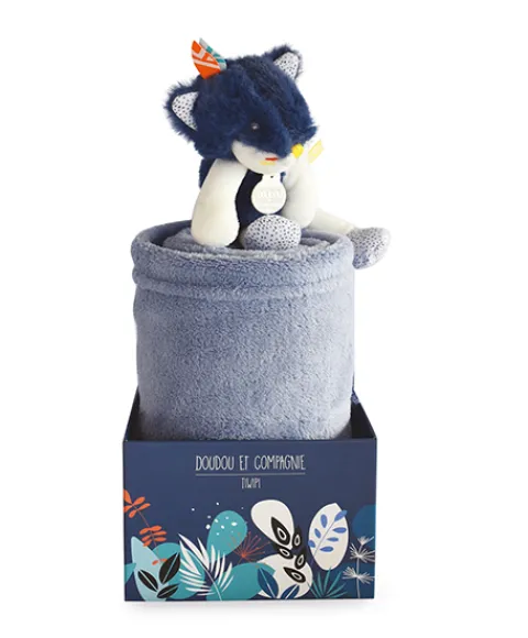 Doudou et Compagnie Couverture bébé en polaire avec Doudou Loup - 70 x 100 cm> Petit Format|Les Plaids