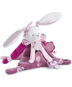Doudou et Compagnie Doudou attache sucette lapin Cerise rose - 17 cm> Doudou Attache-Sucette|Attache Sucette