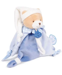 Doudou et Compagnie Doudou attache sucette ours Petit chou - Bleu - 17 cm> Petit Format|Doudou Plat
