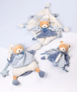 Doudou et Compagnie Doudou attache sucette ours Petit chou - Bleu - 17 cm><noscript><img width=