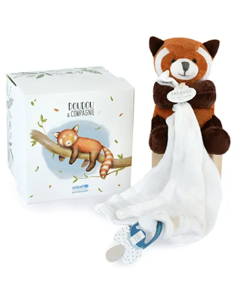 Doudou et Compagnie Doudou attache sucette peluche panda roux - 12 cm - Unicef> Doudou Mouchoir|Petit Format