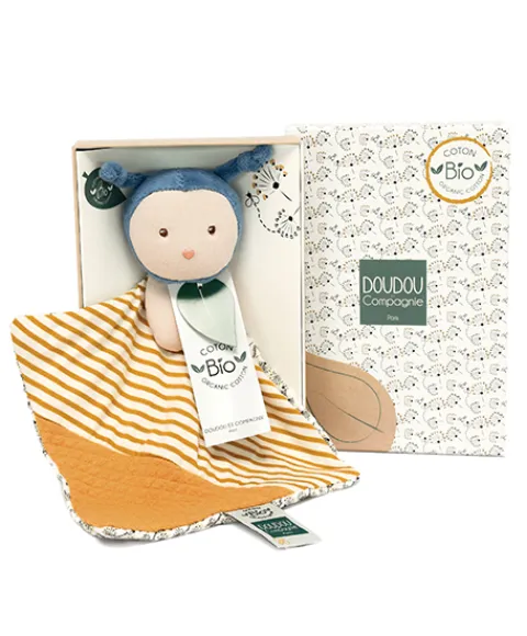 Doudou et Compagnie Doudou bébé abeille Pollen en coton BIO - 20 cm - modèle aléatoire> Doudous En Coton Bio|Doudou Plat