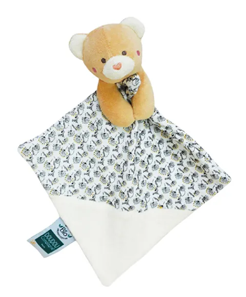 Doudou et Compagnie Doudou bébé ours en coton BIO - 20 cm - modèle aléatoire> Doudou Plat