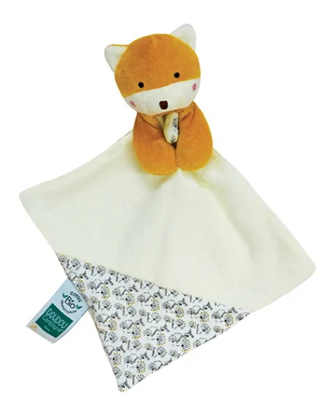 Doudou et Compagnie Doudou bébé renard en coton BIO - 20 cm - modèle aléatoire> Doudou Plat