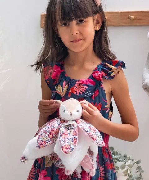 Doudou et Compagnie Doudou FAON blanc avec pétales - BOH'AIME -> Doudou Plat