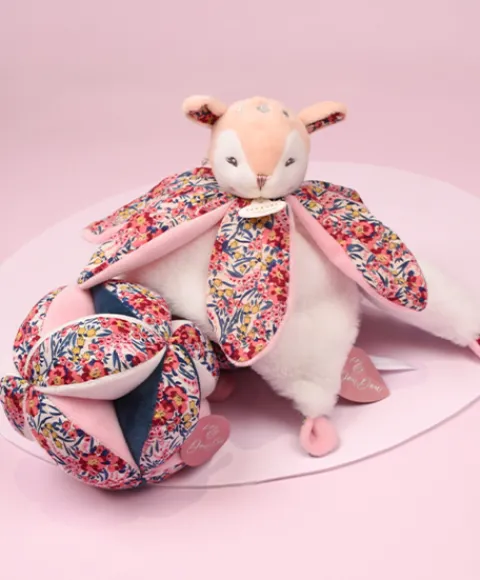 Doudou et Compagnie Doudou FAON blanc avec pétales - BOH'AIME -> Doudou Plat