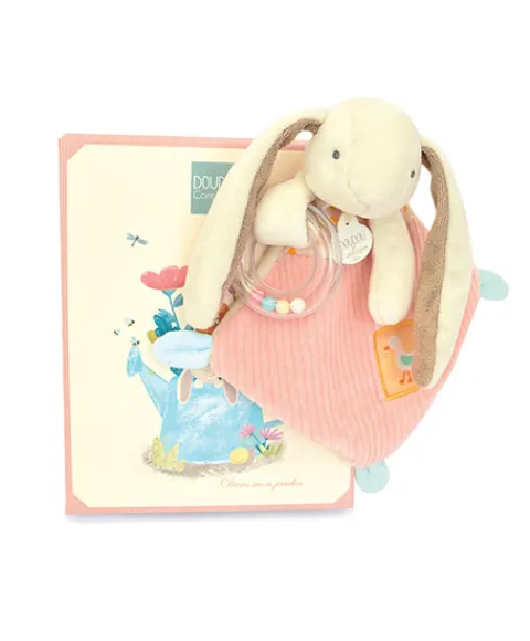 Doudou et Compagnie Doudou hochet bebe lapin rose - LAPIN CIBOULETTE - 21 cm> Doudou Plat|Hochets Et Pantins D'Activités