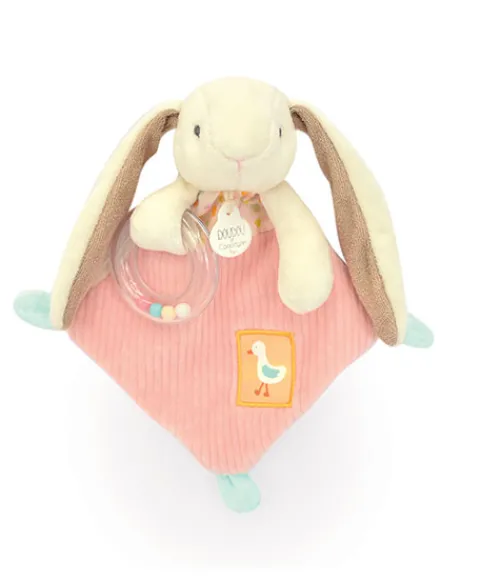 Doudou et Compagnie Doudou hochet bebe lapin rose - LAPIN CIBOULETTE - 21 cm> Doudou Plat|Hochets Et Pantins D'Activités