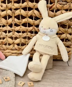 Doudou et Compagnie Doudou Lapin beige avec mouchoir - Sweety - 25 cm> Doudou Mouchoir|Peluche Avec Doudou