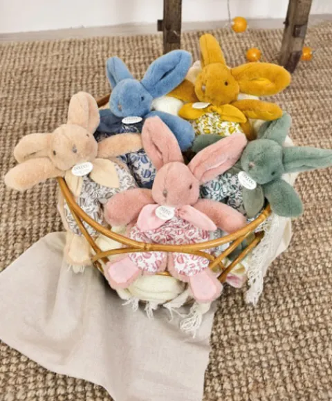 Doudou et Compagnie DOUDOU® lapin blanc - Doudou plat - 18 cm> Doudou Plat