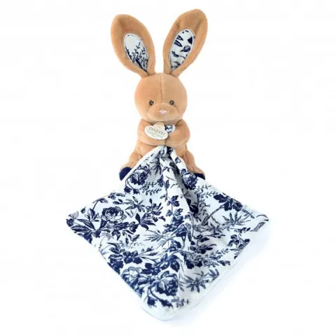 Doudou et Compagnie Doudou LAPIN bleu Marine avec mouchoir - BOH'AIME -> Petit Format