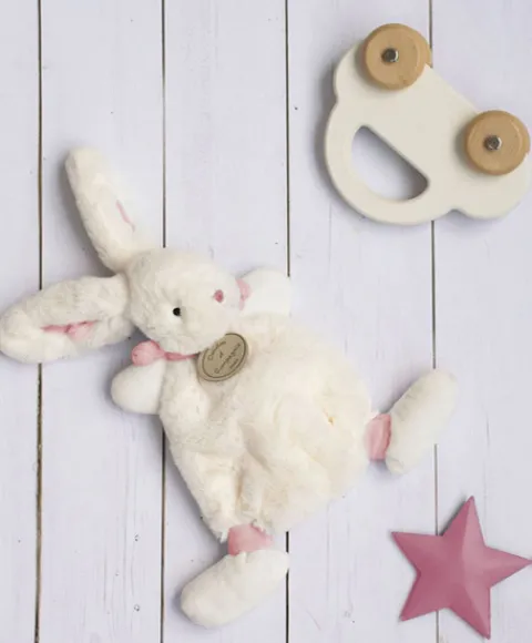 Doudou et Compagnie Doudou Lapin Bonbon Rose - 26 cm> Doudou Plat
