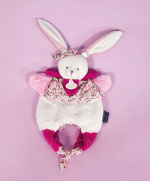 Doudou et Compagnie Doudou Lapin marionnette - Petit sac - Amusette 3 EN 1> Doudou Plat|Marionnettes