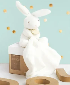 Doudou et Compagnie Doudou lapin mouchoir - 10 cm - Boite fleur> Doudou Mouchoir|Petit Format