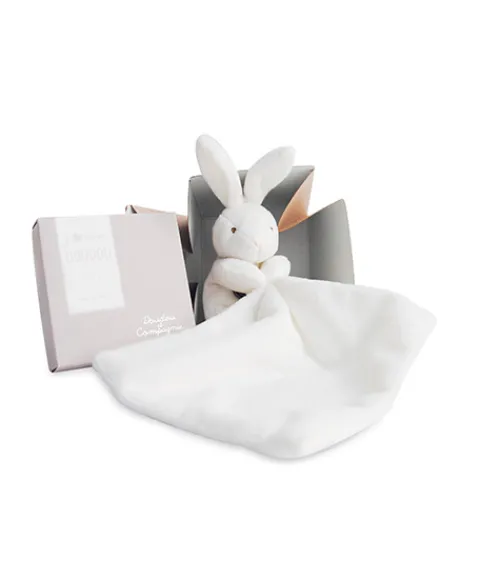 Doudou et Compagnie Doudou lapin mouchoir - 10 cm - Boite fleur> Doudou Mouchoir|Petit Format