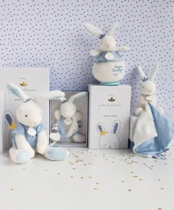 Doudou et Compagnie Doudou lapin mouchoir bleu lapin matelot - 10 cm><noscript><img width=