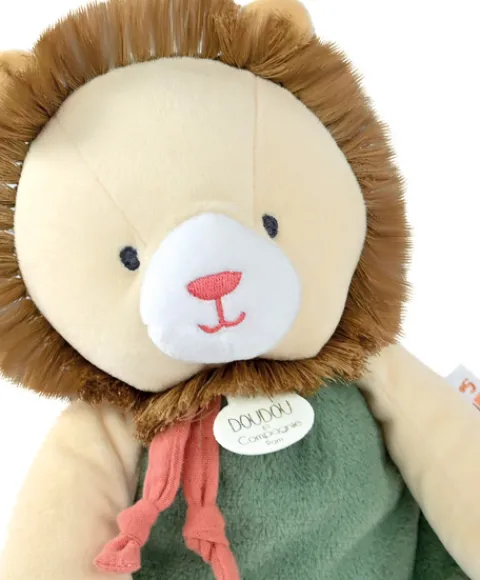 Doudou et Compagnie Doudou Lion beige et vert - 30 cm> Peluches