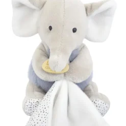 Doudou et Compagnie Doudou mouchoir elephant bleu et gris - 11 cm> Doudou Mouchoir