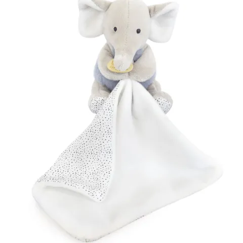 Doudou et Compagnie Doudou mouchoir elephant bleu et gris - 11 cm> Doudou Mouchoir