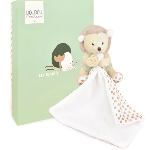Doudou et Compagnie Doudou mouchoir hérisson vert et marron - 11 cm> Doudou Mouchoir