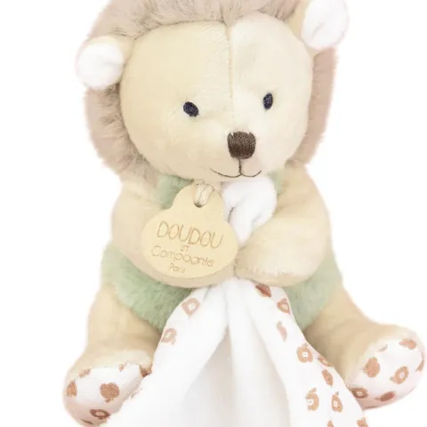 Doudou et Compagnie Doudou mouchoir hérisson vert et marron - 11 cm> Doudou Mouchoir