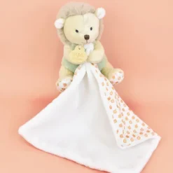 Doudou et Compagnie Doudou mouchoir hérisson vert et marron - 11 cm><noscript><img width=