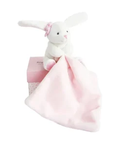 Doudou et Compagnie Doudou mouchoir lapin rose - 10 cm - Boite fleur> Doudou Mouchoir|Petit Format