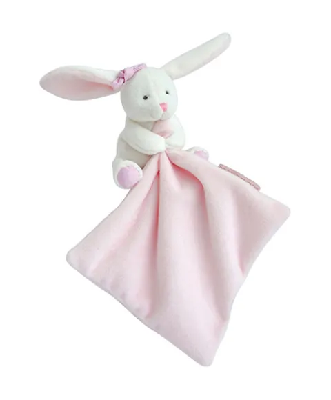 Doudou et Compagnie Doudou mouchoir lapin rose - 10 cm - Boite fleur> Doudou Mouchoir|Petit Format