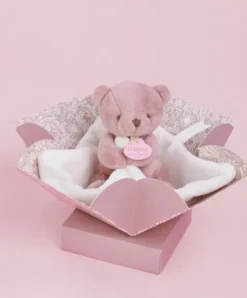 Doudou et Compagnie Doudou mouchoir- Mon petit ourson - Rose - 10 cm><noscript><img width=