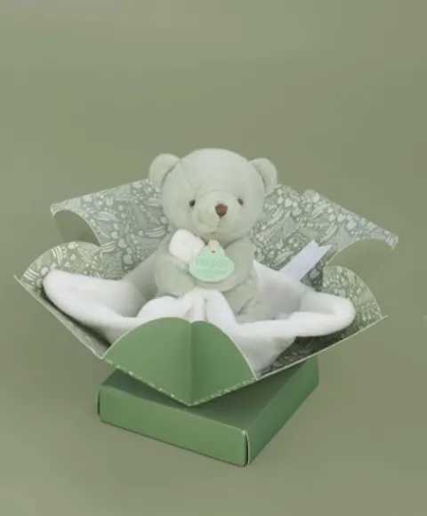Doudou et Compagnie Doudou mouchoir- Mon petit ourson - Vert Clair - 10 cm> Doudou Mouchoir