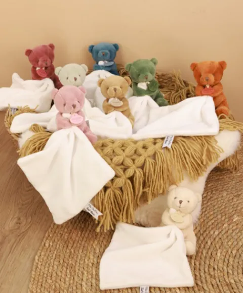 Doudou et Compagnie Doudou mouchoir- Mon petit ourson - Vert Clair - 10 cm> Doudou Mouchoir